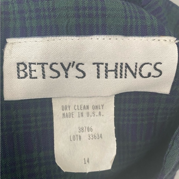 Vintage Navy and Green Plaid Dress - Picture 9 of 9